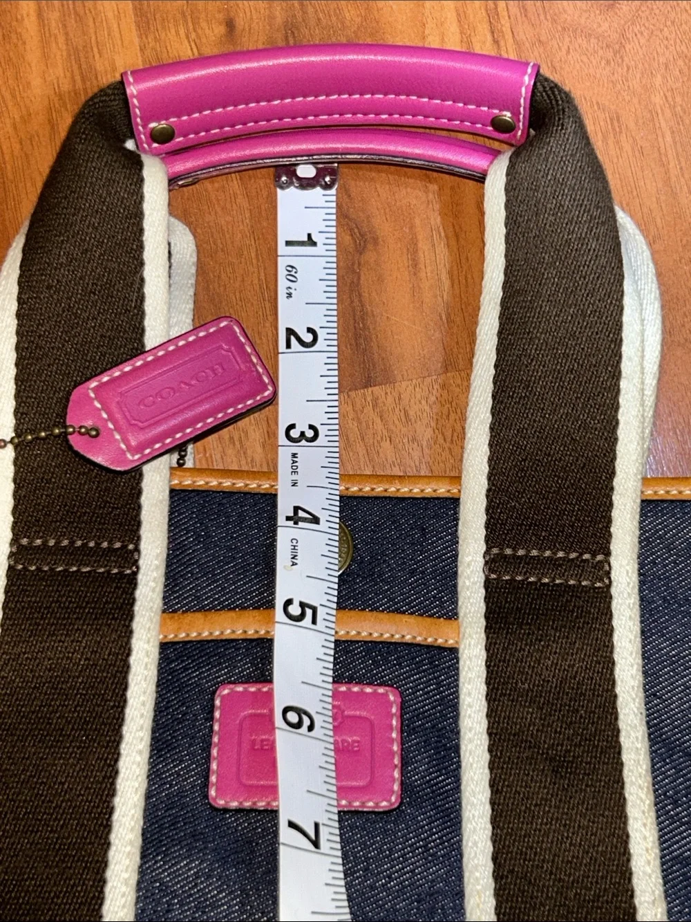 Coach Mini Hampton Denim Tote with Pink Accents